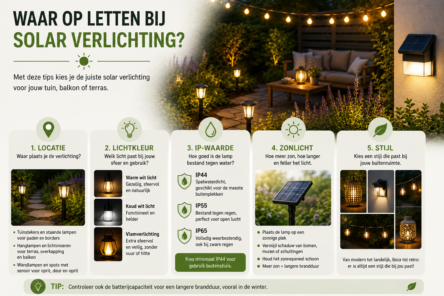 Waar moet je op letten bij solar verlichting? | Complete koopgids
