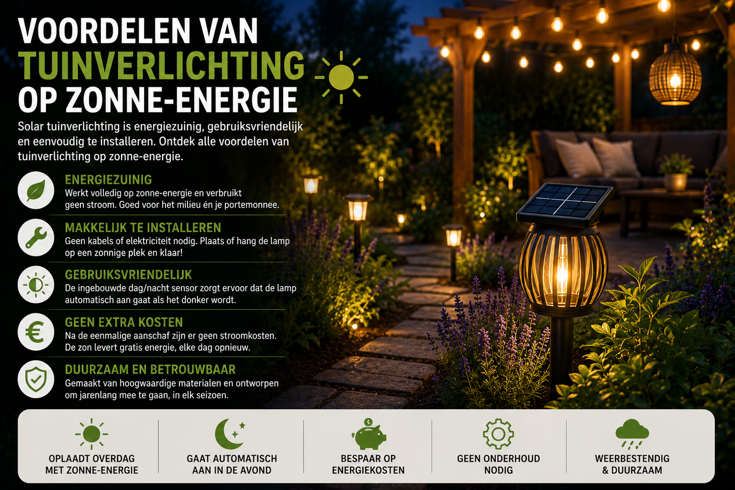 7 voordelen van solar tuinverlichting | Energiezuinig & eenvoudig