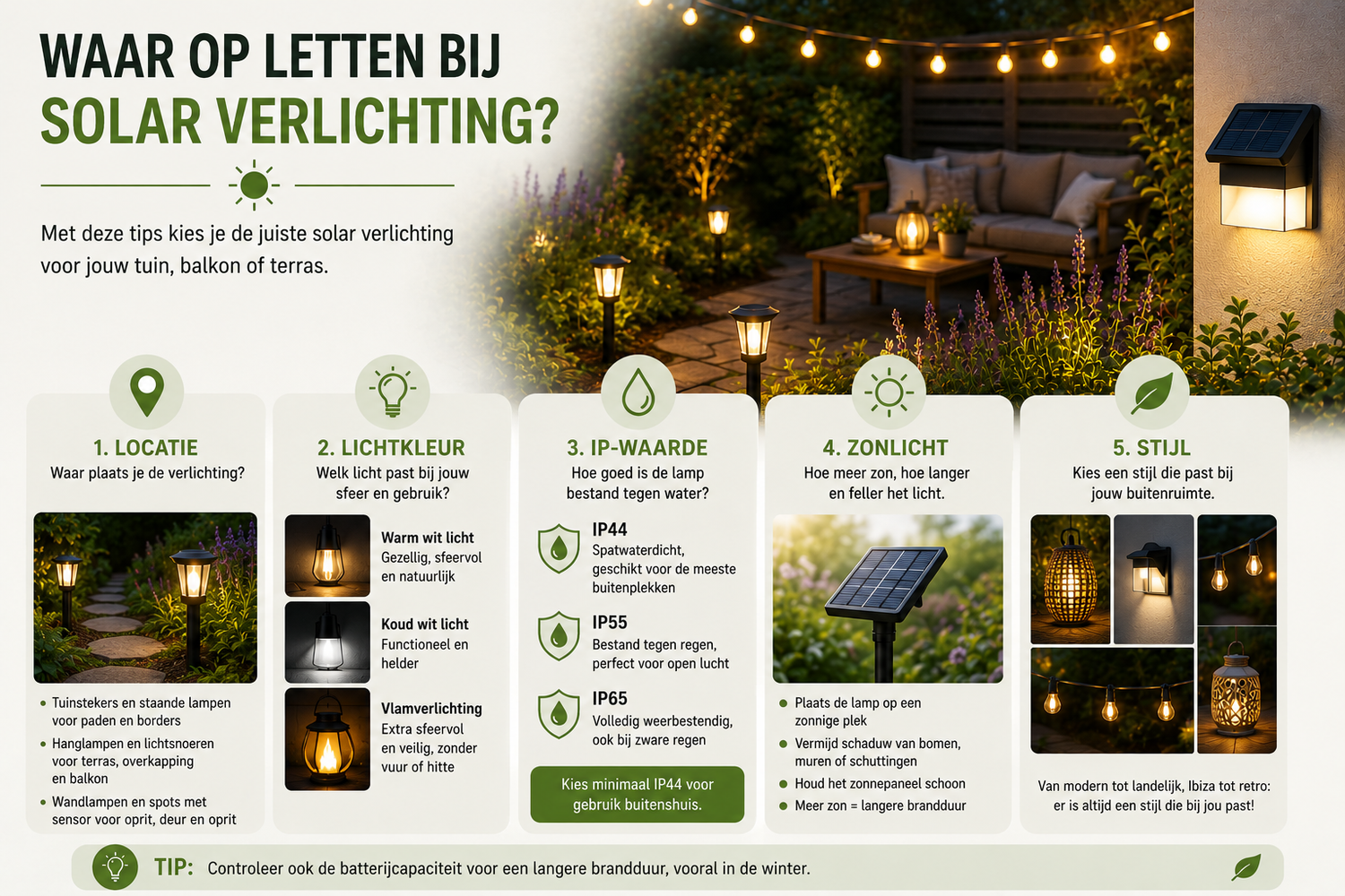 Waar moet je op letten bij solar verlichting? | Complete koopgids