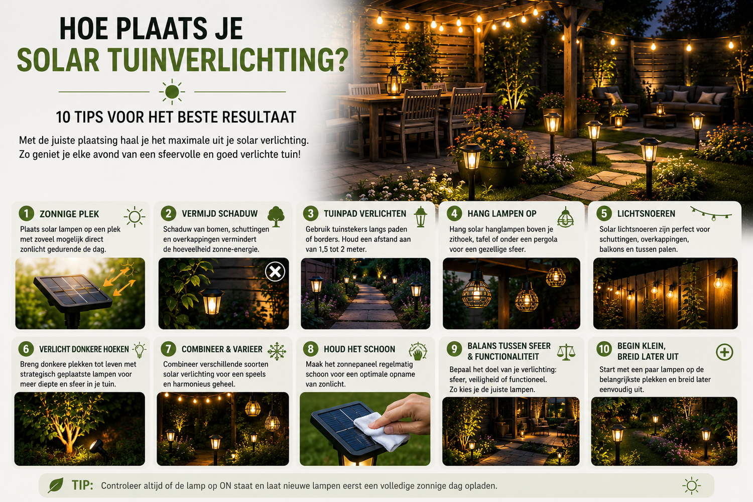 Hoe plaats je solar tuinverlichting? 10 tips voor het beste resultaat
