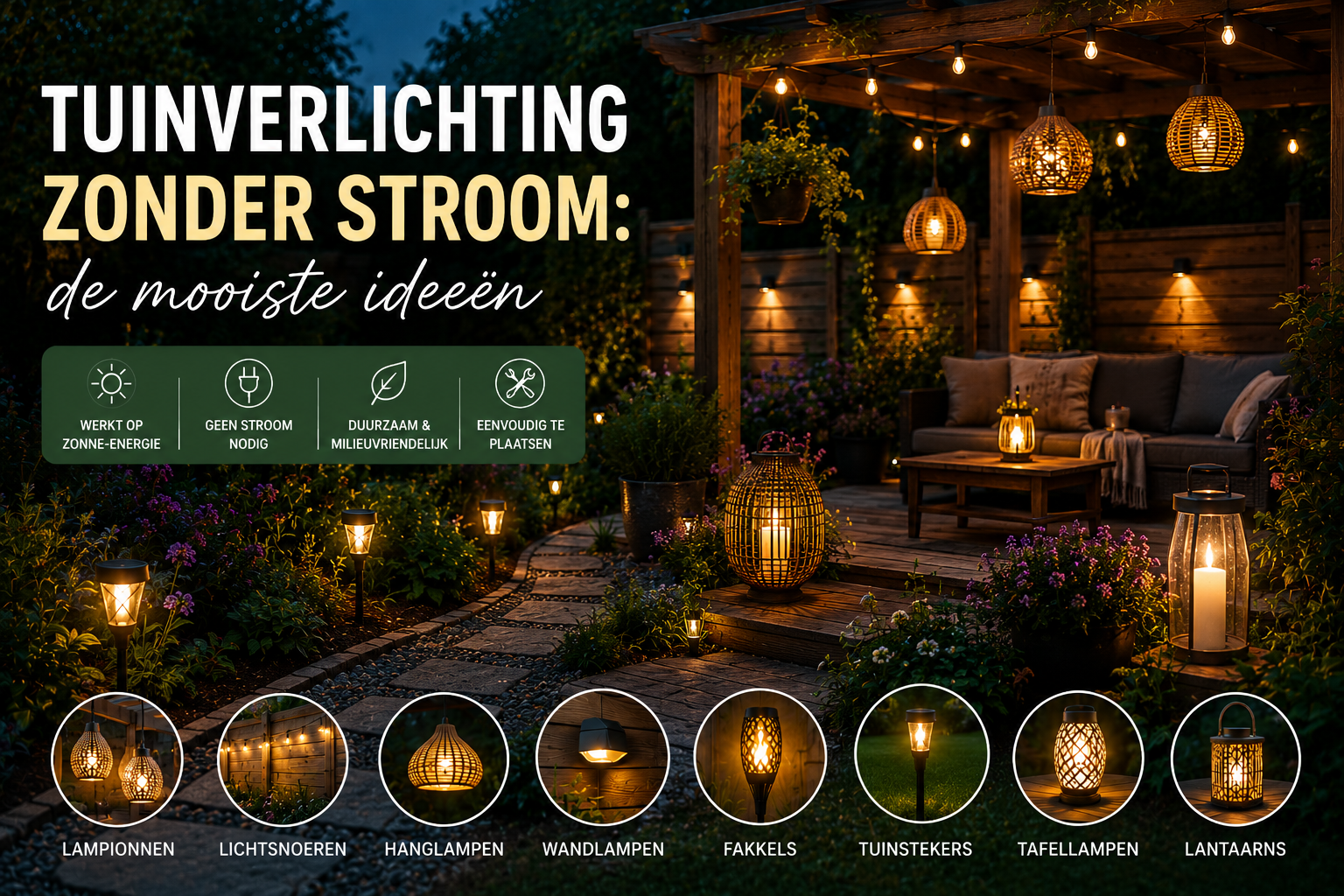 Tuinverlichting zonder stroom: de mooiste ideeën met solar verlichting