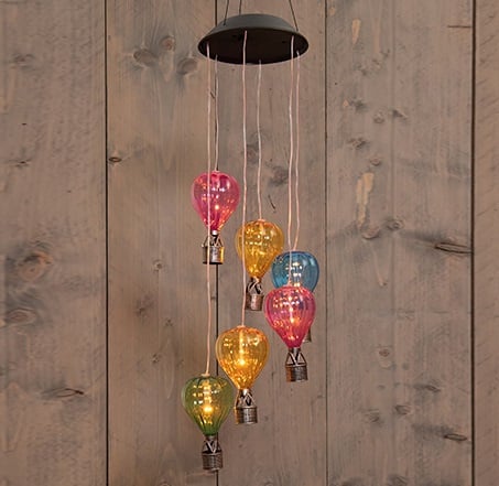 Solar-Heißluftballon-Hängeleuchte mit Flammen-Effekt 80 cm