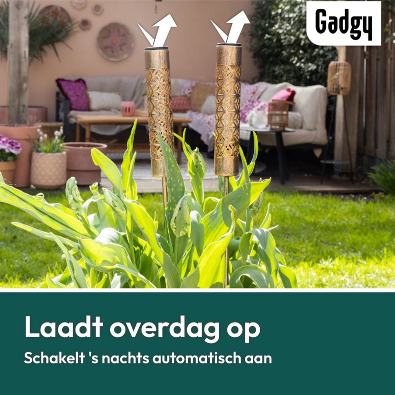 Solar Tuinstekers Metaal Goud - Set van 2 - 61 cm