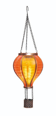 Solar-Heißluftballon mit Flammen-Effekt 12 LED – Gelb/Orange 36 cm