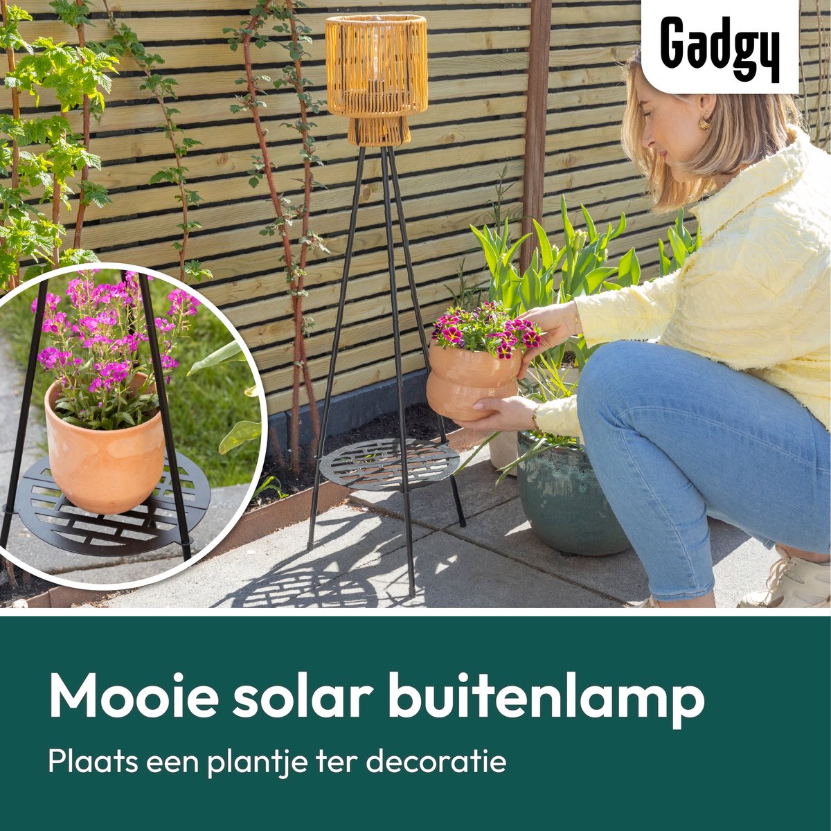 Lampadaire Solaire Trépied – Marron – 103 cm