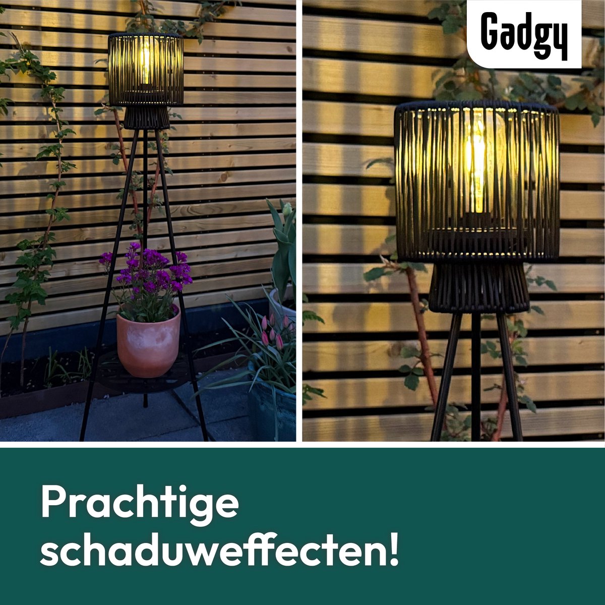 Lampadaire Solaire Trépied – Noir – 103 cm