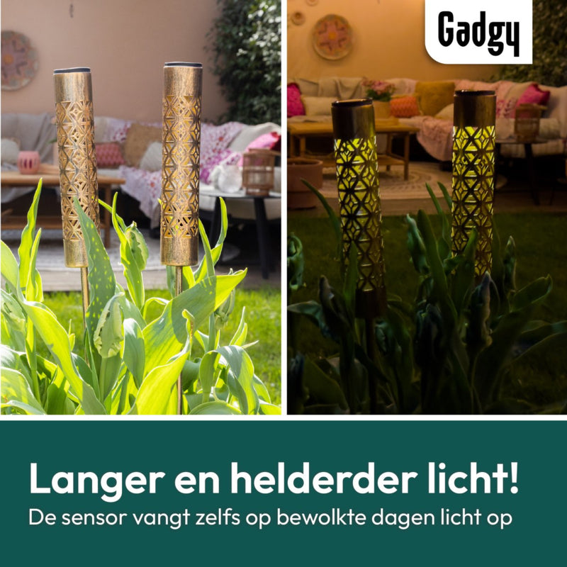 Solar Tuinstekers Metaal Goud - Set van 2 - 61 cm