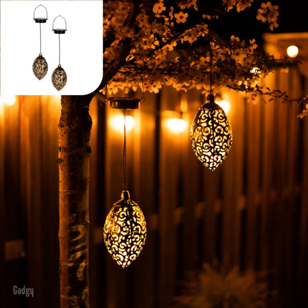 Lanternes solaires suspendues orientales d'ambiance (Lot de 2)