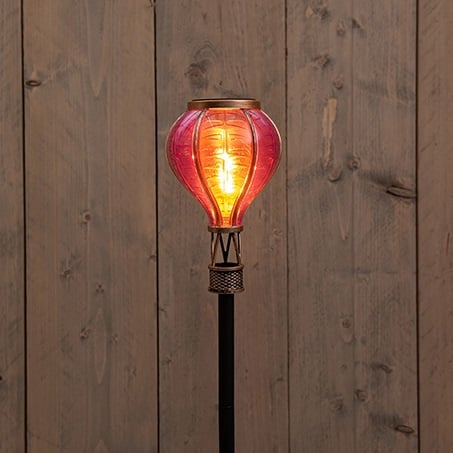 Solar-Ballon auf Erdspieß mit Flammeneffekt 12 LED – Rosa 57 cm