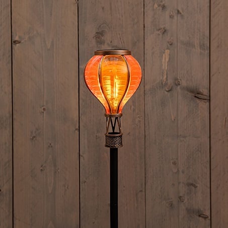 Solar Lampion auf Stecker mit Flammeneffekt 12 LED – Gelb/Orange 57 cm
