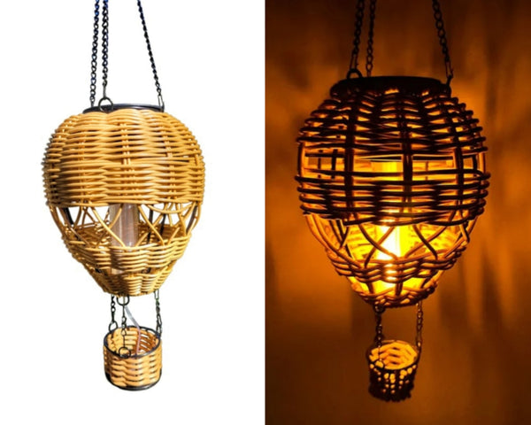 Ballon Solaire Rotin – Lumière Vacillante – 48 cm