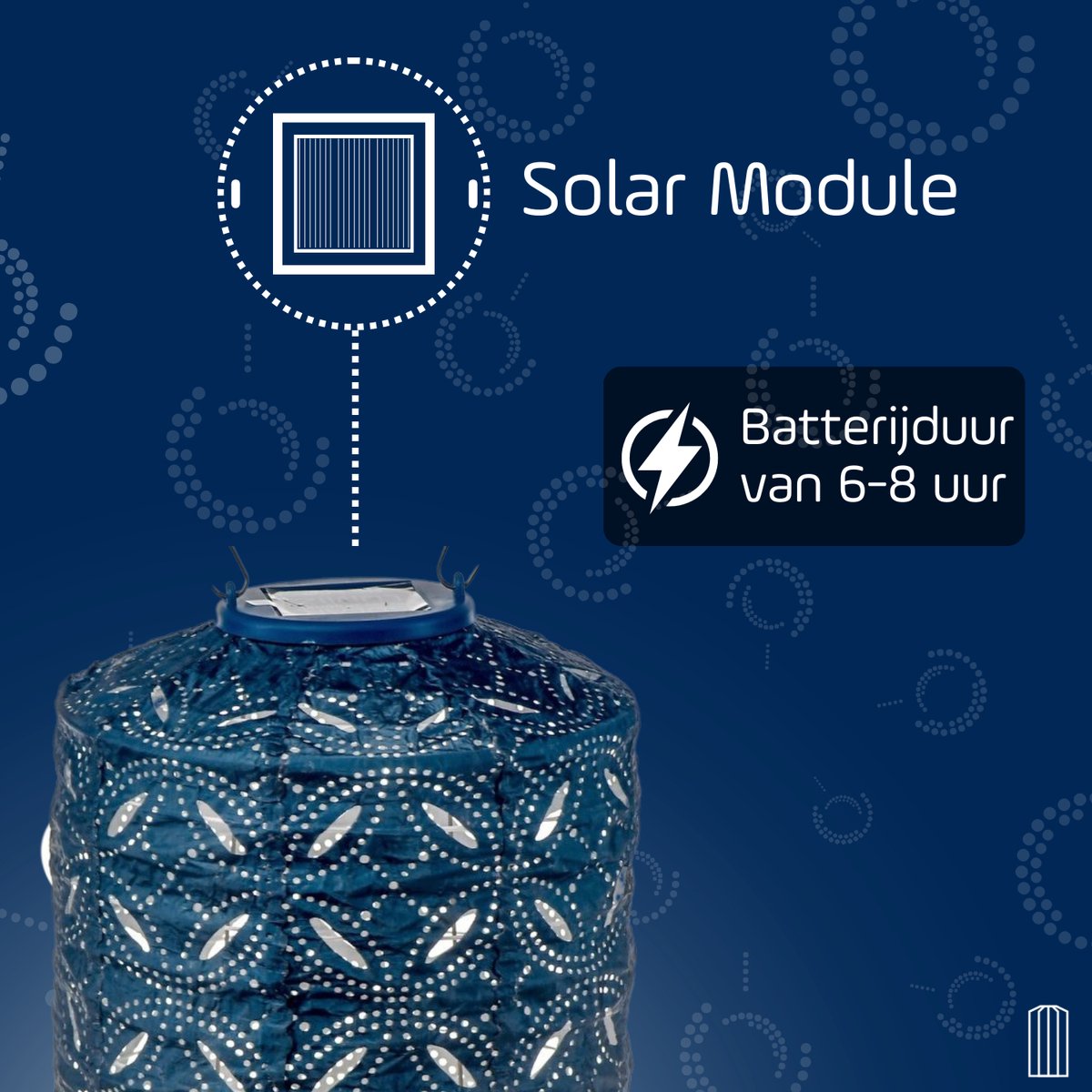 Lanterne Solaire Cylindrique - Mandela Pétrole - 18 cm
