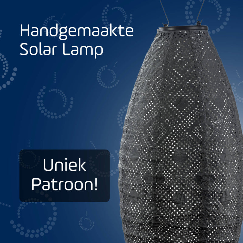 Solar Lampion Long Oval - Mosaic Dark Grey - 20 cm